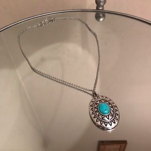 Lucky silver and turquoise necklace
